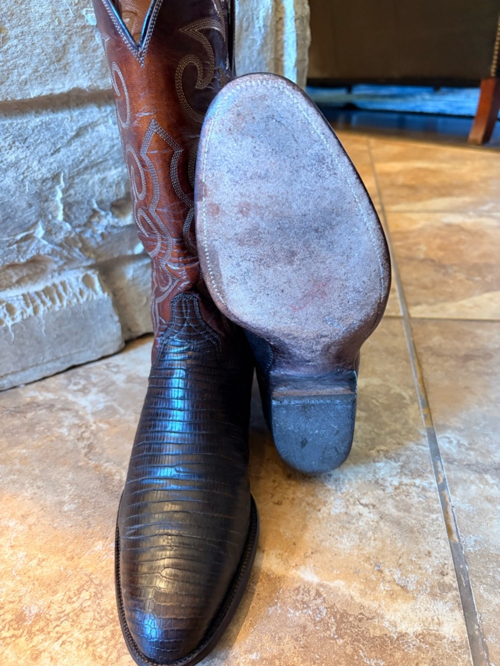 Lucchese Men’s Teju Lizard Leather Western Boots - Picture 2 of 6